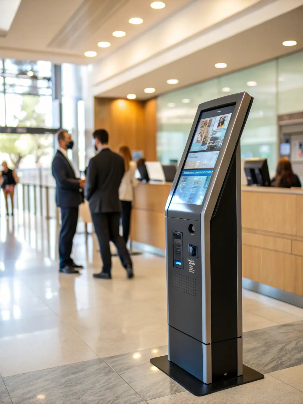A government office with digital interfaces and automated workflows, illustrating SKYFY's government process optimization solutions.